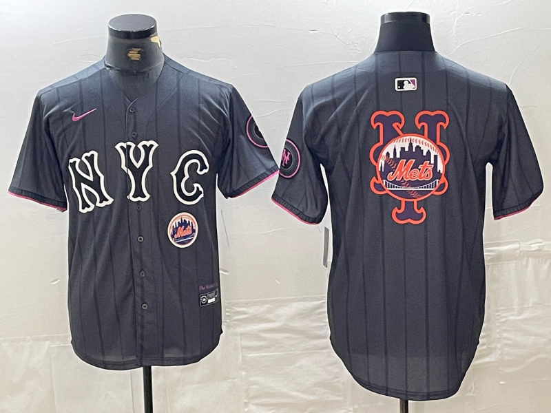 Men's New York Mets Team Big Logo Graphite 2024 City Connect Limited Stitched Baseball Jersey 9 Men's New York Mets Team Big Logo Graphite 2024 City Connect Limited Stitched Baseball Jersey 9