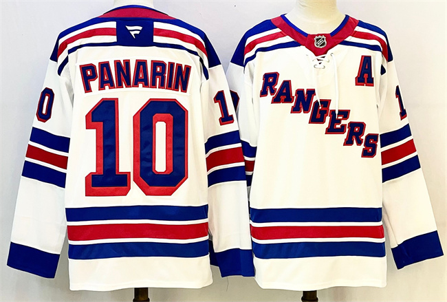 Men's New York Rangers #10 Artemi Panarin White With A Patch 2024-25 Away Stitched Hockey Jersey Men's New York Rangers #10 Artemi Panarin White With A Patch 2024-25 Away Stitched Hockey Jersey