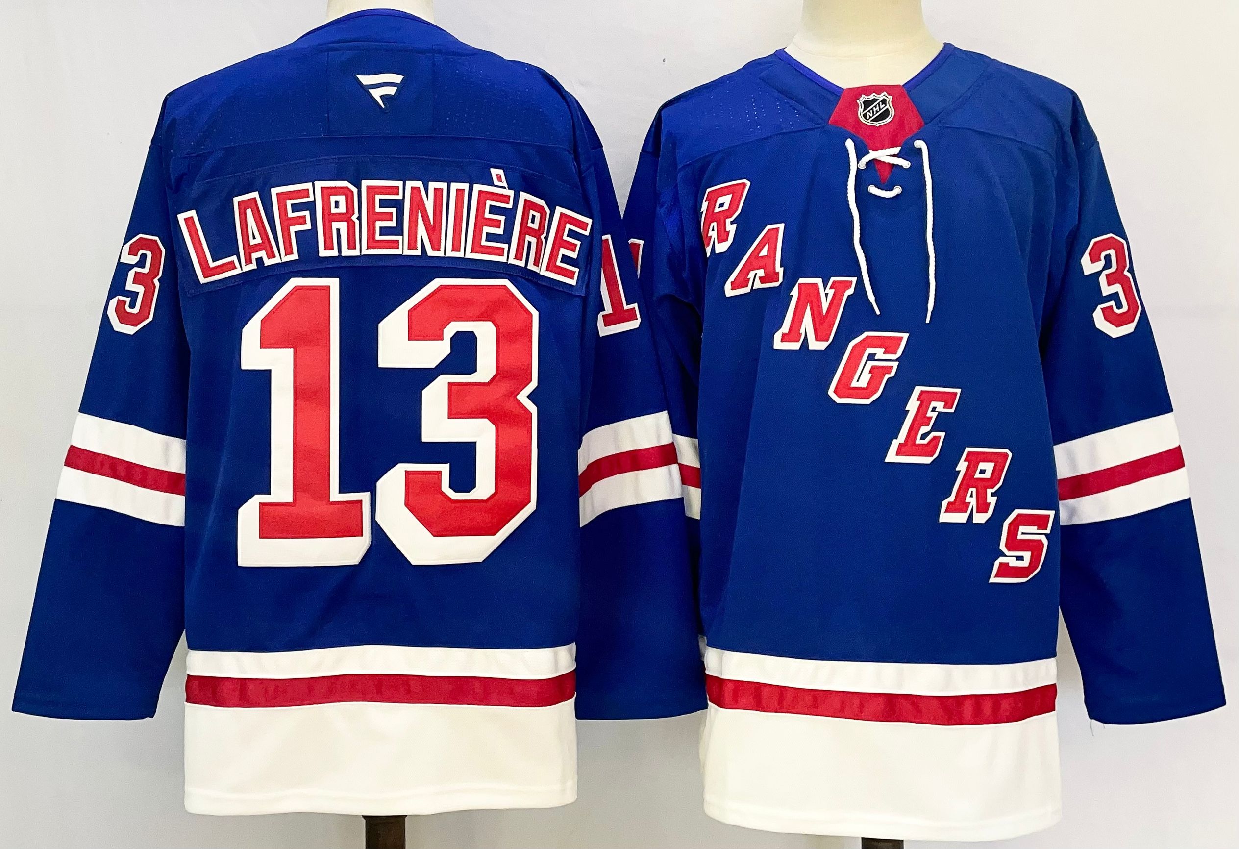 Men's New York Rangers #13 Alexis Lafreniere Royal 2024-25 Home With A Patch Stitched Hockey Jersey Men's New York Rangers #13 Alexis Lafreniere Royal 2024-25 Home With A Patch Stitched Hockey Jersey