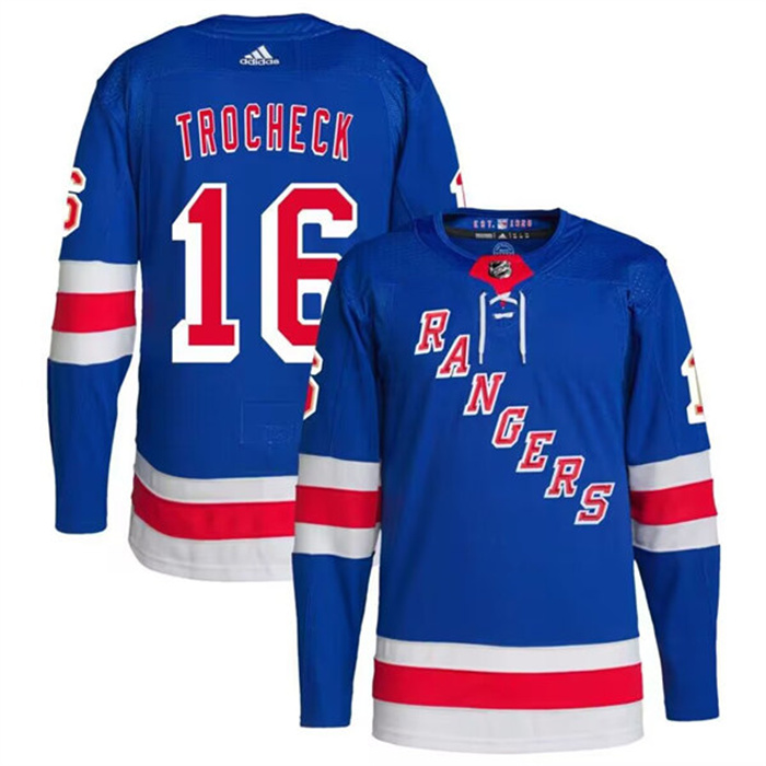 Men's New York Rangers #16 Vincent Trocheck Royal Stitched Jersey Men's New York Rangers #16 Vincent Trocheck Royal Stitched Jersey