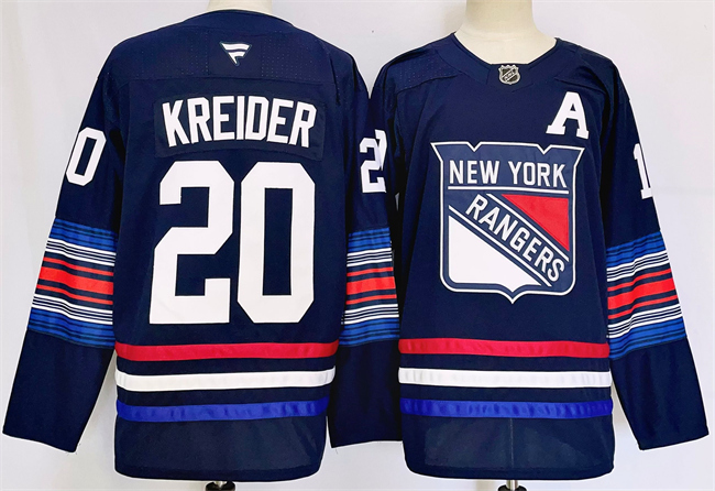 Men's New York Rangers #20 Chris Kreider Navy 2024-25 Stitched Jersey Men's New York Rangers #20 Chris Kreider Navy 2024-25 Stitched Jersey