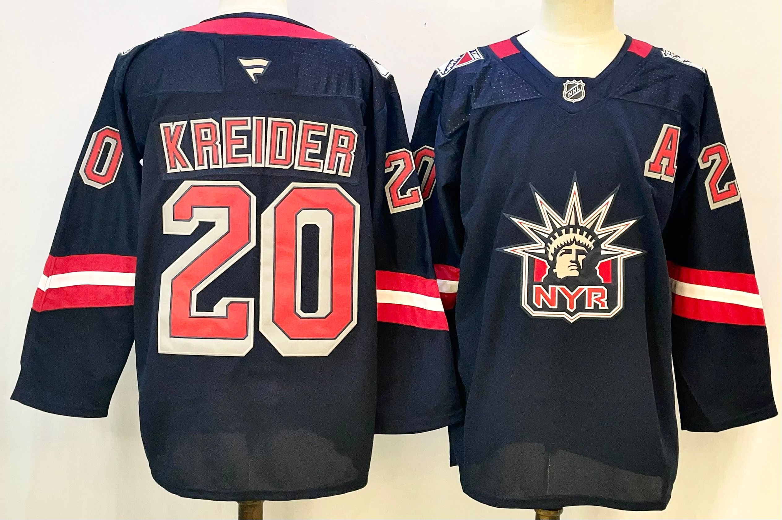 Men's New York Rangers #20 Chris Kreider Navy 2024-25 With A Patch Stitched Hockey Jersey Men's New York Rangers #20 Chris Kreider Navy 2024-25 With A Patch Stitched Hockey Jersey
