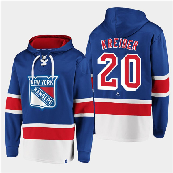 Men's New York Rangers #20 Chris Kreider Royal All Stitched Sweatshirt Hoodie Men's New York Rangers #20 Chris Kreider Royal All Stitched Sweatshirt Hoodie