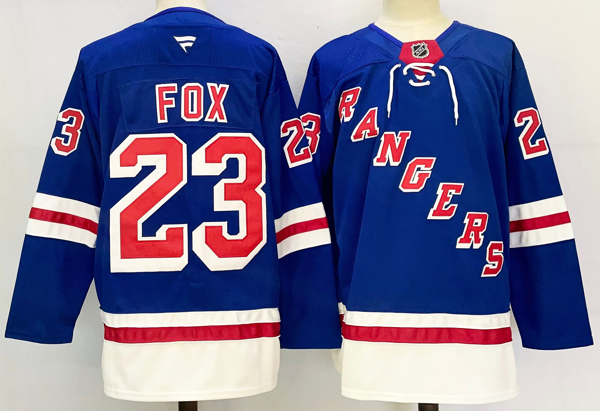 Men's New York Rangers #23 Adam Fox Royal 2024-25 Home With A Patch Stitched Hockey Jersey Men's New York Rangers #23 Adam Fox Royal 2024-25 Home With A Patch Stitched Hockey Jersey