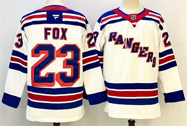 Men's New York Rangers #23 Adam Fox White 2024-25 Away Stitched Hockey Jersey Men's New York Rangers #23 Adam Fox White 2024-25 Away Stitched Hockey Jersey