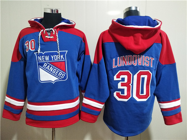 Men's New York Rangers #30 Henrik Lundqvist Blue Ageless Must-Have Lace-Up Pullover Hoodie Men's New York Rangers #30 Henrik Lundqvist Blue Ageless Must-Have Lace-Up Pullover Hoodie