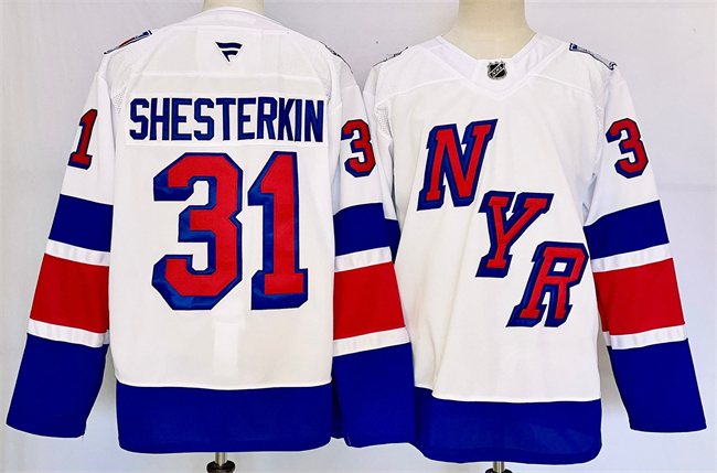 Men's New York Rangers #31 Igor Shesterkin White 2024-25 Stadium Series Stitched Jersey Men's New York Rangers #31 Igor Shesterkin White 2024-25 Stadium Series Stitched Jersey