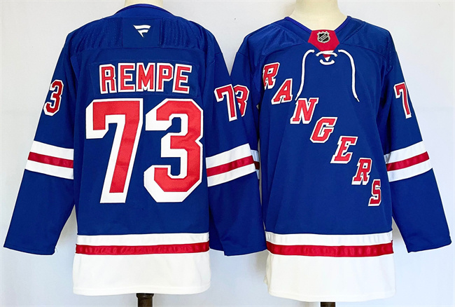 Men's New York Rangers #73 Matt Rempe Royal 2024-25 Home With A Patch Stitched Hockey Jersey Men's New York Rangers #73 Matt Rempe Royal 2024-25 Home With A Patch Stitched Hockey Jersey