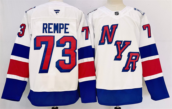Men's New York Rangers #73 Matt Rempe White 2024-25 Stadium Series Stitched Jersey Men's New York Rangers #73 Matt Rempe White 2024-25 Stadium Series Stitched Jersey