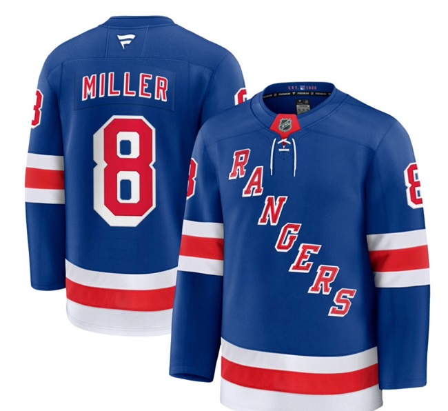 Men's New York Rangers #8 J.T. Miller Royal 2024-25 Home Stitched Hockey Jersey Men's New York Rangers #8 J.T. Miller Royal 2024-25 Home Stitched Hockey Jersey