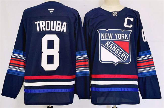 Men's New York Rangers #8 Jacob Trouba Navy 2024-25 Stitched Jersey Men's New York Rangers #8 Jacob Trouba Navy 2024-25 Stitched Jersey