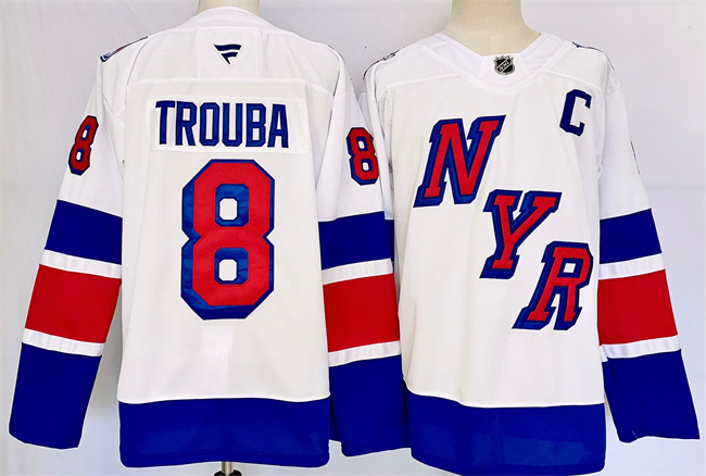 Men's New York Rangers #8 Jacob Trouba White 2024-25 Stadium Series Stitched Jersey Men's New York Rangers #8 Jacob Trouba White 2024-25 Stadium Series Stitched Jersey