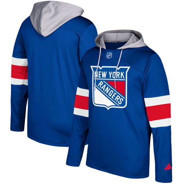 Men's New York Rangers Adidas Blue Silver Jersey Pullover Hoodie Men's New York Rangers Adidas Blue Silver Jersey Pullover Hoodie