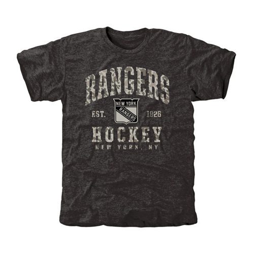 Men's New York Rangers Black Camo Stack T-Shirt Men's New York Rangers Black Camo Stack T-Shirt