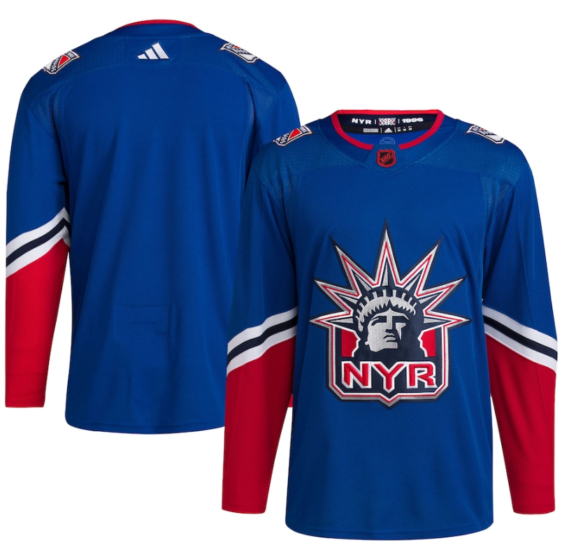 Men's New York Rangers Blank Blue 2022-23 Reverse Retro Stitched Jersey Men's New York Rangers Blank Blue 2022-23 Reverse Retro Stitched Jersey