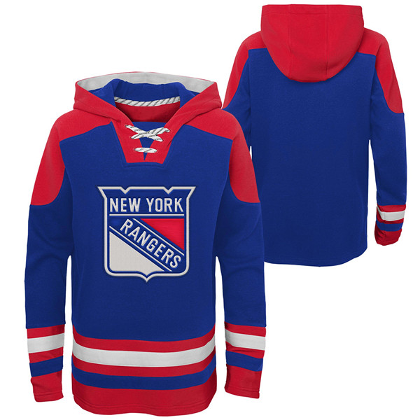 Men's New York Rangers Blank Blue Ageless Must-Have Lace-Up Pullover Hoodie Men's New York Rangers Blank Blue Ageless Must-Have Lace-Up Pullover Hoodie