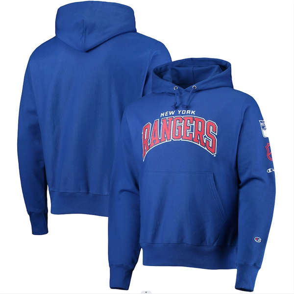 Men's New York Rangers Champion Blue O&B Capsule II Pullover Hoodie Men's New York Rangers Champion Blue O&B Capsule II Pullover Hoodie