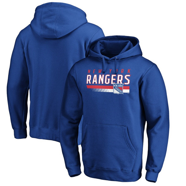Men's New York Rangers Royal Staggered Stripe Pullover Hoodie Men's New York Rangers Royal Staggered Stripe Pullover Hoodie