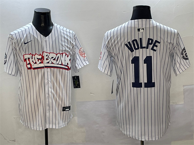 Men's New York Yankees #11 Anthony Volpe White Bronx Graffiti Vapor Limited Stitched Baseball Jersey