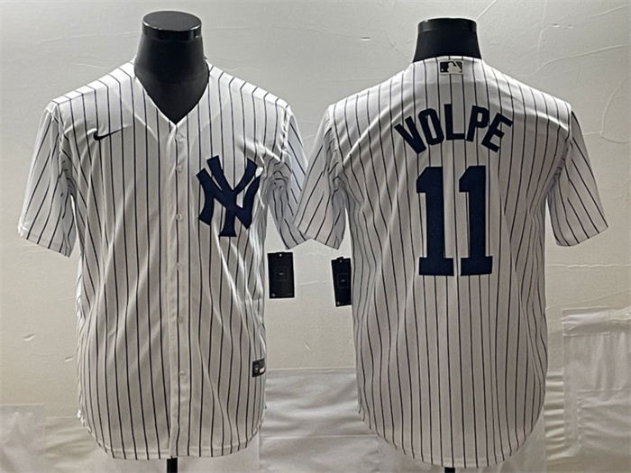 Men's New York Yankees #11 Anthony Volpe White Cool Base Stitched Baseball Jerseys Men's New York Yankees #11 Anthony Volpe White Cool Base Stitched Baseball Jerseys