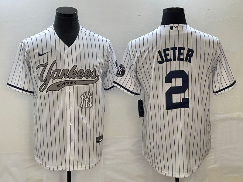 Men's New York Yankees #2 Derek Jeter White With Patch Cool Base Stitched Baseball Jersey Men's New York Yankees #2 Derek Jeter White With Patch Cool Base Stitched Baseball Jersey