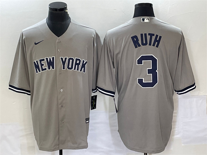 Men's New York Yankees #3 Babe Ruth Gray Cool Base Stitched Baseball Jersey Men's New York Yankees #3 Babe Ruth Gray Cool Base Stitched Baseball Jersey