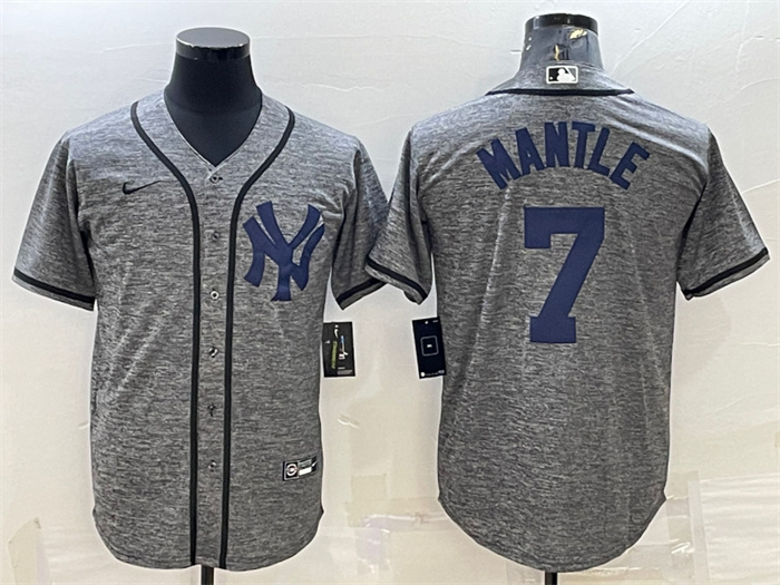 Men's New York Yankees #7 Mickey Mantle Grey Cool Base Stitched Jersey Men's New York Yankees #7 Mickey Mantle Grey Cool Base Stitched Jersey