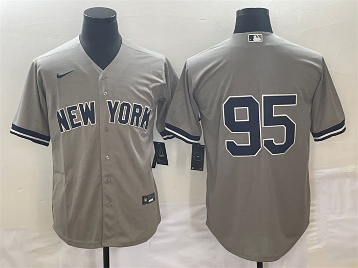 Men's New York Yankees #95 Oswaldo Cabrera Gray Cool Base Stitched Jersey Men's New York Yankees #95 Oswaldo Cabrera Gray Cool Base Stitched Jersey