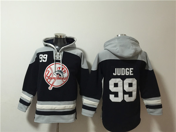 Men's New York Yankees #99 Aaron Judge Black Grey Ageless Must-Have Lace-Up Pullover Hoodie Men's New York Yankees #99 Aaron Judge Black Grey Ageless Must-Have Lace-Up Pullover Hoodie