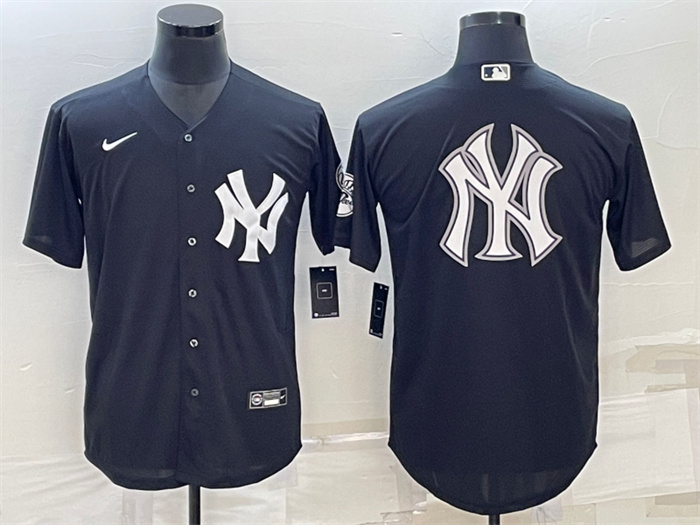 Men's New York Yankees Black Team Big Logo Cool Base Stitched Baseball Jersey Men's New York Yankees Black Team Big Logo Cool Base Stitched Baseball Jersey