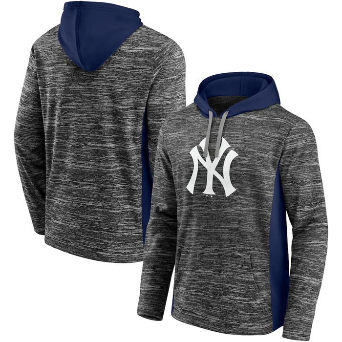 Men's New York Yankees Gray Navy Instant Replay Color Block Pullover Hoodie Men's New York Yankees Gray Navy Instant Replay Color Block Pullover Hoodie