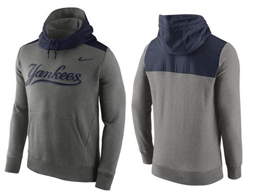 Men's New York Yankees Nike Gray Cooperstown Collection Hybrid Pullover Hoodie Men's New York Yankees Nike Gray Cooperstown Collection Hybrid Pullover Hoodie