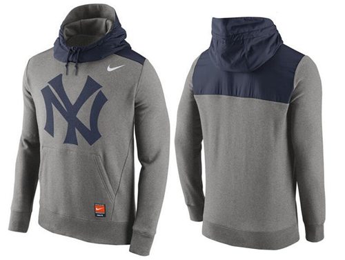Men's New York Yankees Nike Gray Cooperstown Collection Hybrid Pullover Hoodie_1 Men's New York Yankees Nike Gray Cooperstown Collection Hybrid Pullover Hoodie_1