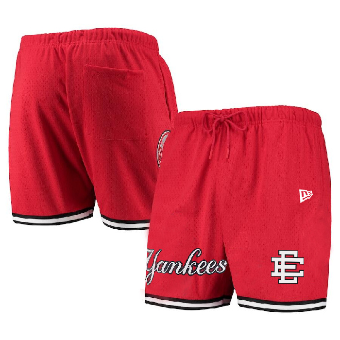 Men's New York Yankees Red Mesh Shorts 001 Men's New York Yankees Red Mesh Shorts 001
