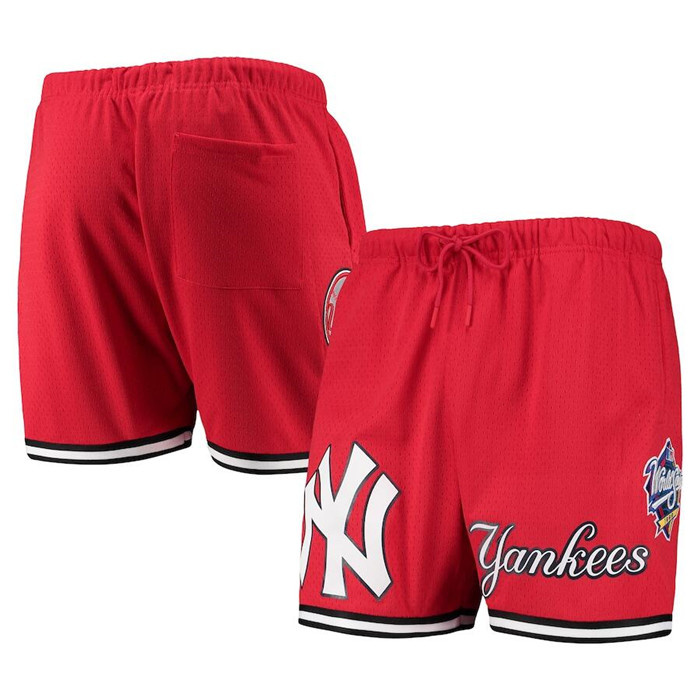 Men's New York Yankees Red Team Logo Mesh Shorts Men's New York Yankees Red Team Logo Mesh Shorts