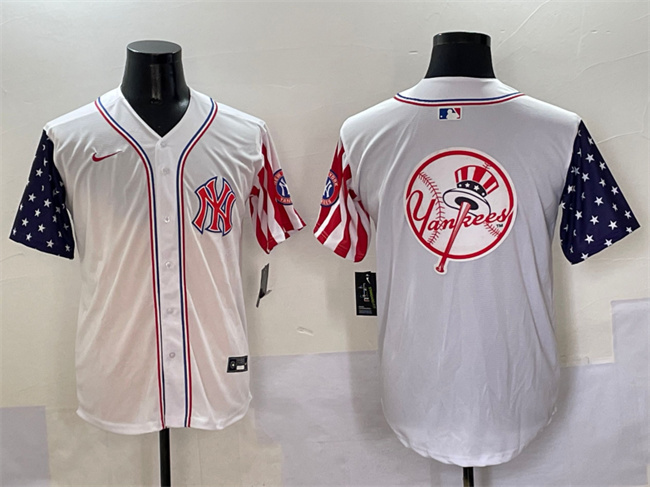 Men's New York Yankees Team Big Logo White American Style Limited Stitched Baseball Jersey 001