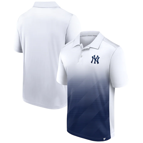 Men's New York Yankees White Navy Iconic Parameter Sublimated Polo