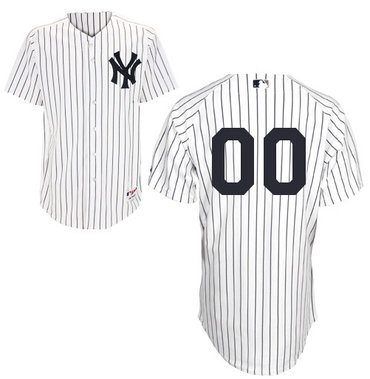 Men's New York Yankees White Strips Authentic Customized Baseball Jersey Men's New York Yankees White Strips Authentic Customized Baseball Jersey