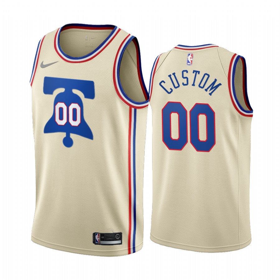 Men's Nike 76ers Personalized Cream NBA Swingman 2020-21 Earned Edition Jersey Men's Nike 76ers Personalized Cream NBA Swingman 2020-21 Earned Edition Jersey