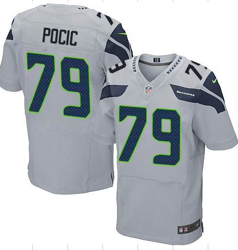 Men's Nike Seattle Seahawks #79 Ethan Pocic Elite Grey Alternate NFL Jersey Men's Nike Seattle Seahawks #79 Ethan Pocic Elite Grey Alternate NFL Jersey