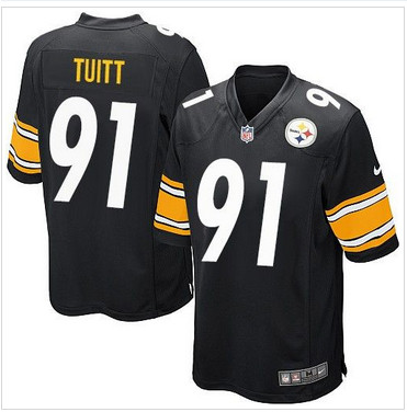 Men's Nike Steelers #91 Stephon Tuitt Black Team Color Stitched NFL Elite Jersey