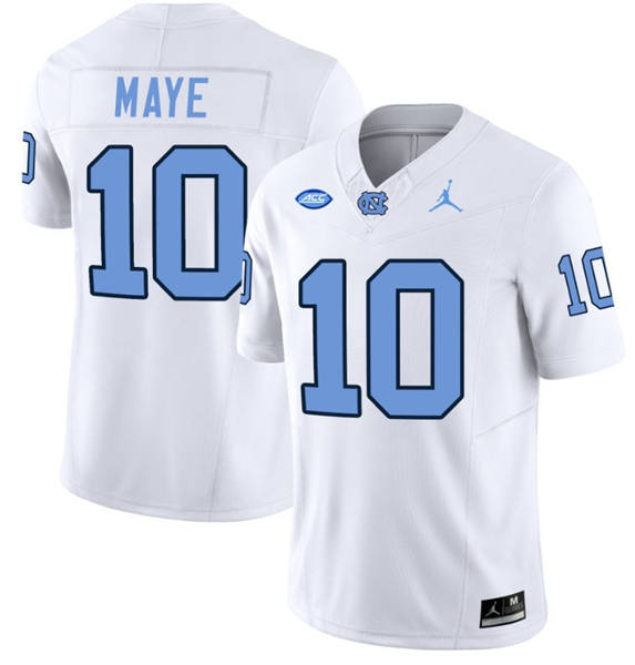 Men's North Carolina Tar Heels #10 Drake Maye White Limited College Stitched Jersey Men's North Carolina Tar Heels #10 Drake Maye White Limited College Stitched Jersey