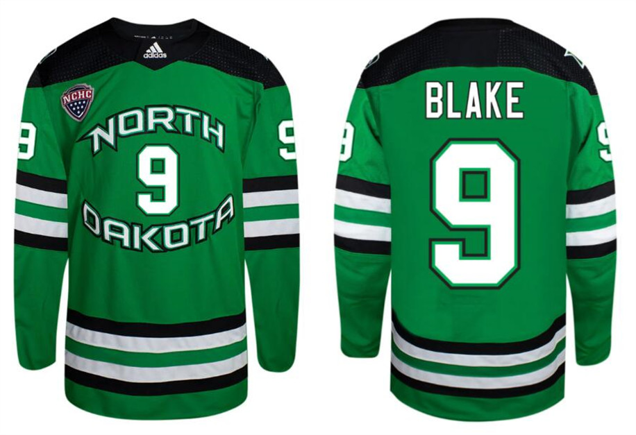 Men's North Dakota Fighting Hawks #9 Jackson Blake Green Stitched Hockey Jersey Men's North Dakota Fighting Hawks #9 Jackson Blake Green Stitched Hockey Jersey