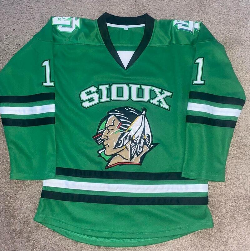 Men's North Dakota Fighting Hawks Custom Green Stitched Jersey Men's North Dakota Fighting Hawks Custom Green Stitched Jersey