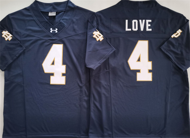 Men's Notre Dame Fighting Irish #4 Jeremiyah Love Navy 2025 F.U.S.E. Limited Stitched Jersey