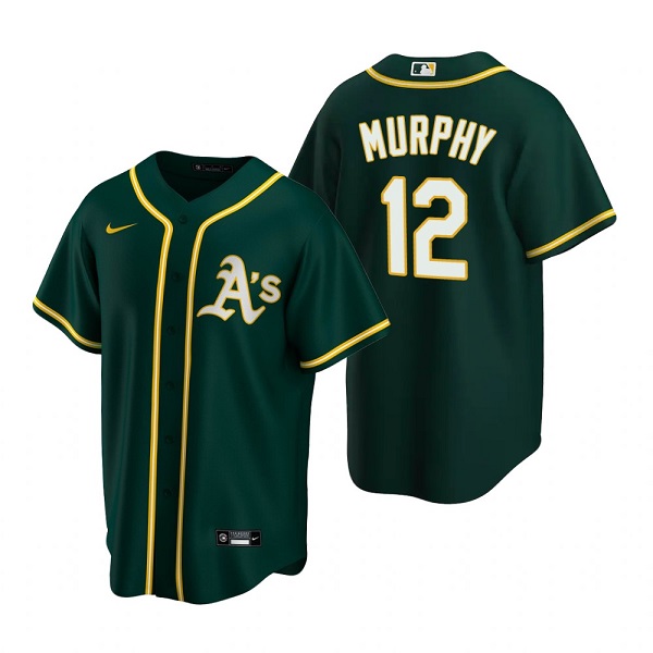 Men's Oakland Athletics #12 Sean Murphy Green Cool Base Stitched Jersey Men's Oakland Athletics #12 Sean Murphy Green Cool Base Stitched Jersey