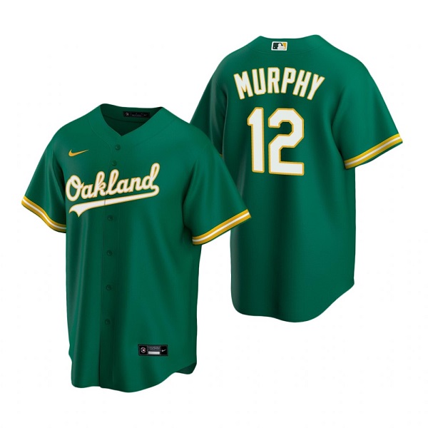 Men's Oakland Athletics #12 Sean Murphy Green Cool Base Stitched Jerseys Men's Oakland Athletics #12 Sean Murphy Green Cool Base Stitched Jerseys