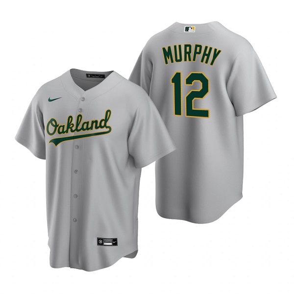 Men's Oakland Athletics #12 Sean Murphy Grey Cool Base Stitched Jersey Men's Oakland Athletics #12 Sean Murphy Grey Cool Base Stitched Jersey