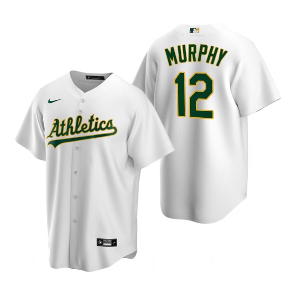Men's Oakland Athletics #12 Sean Murphy White Cool Base Stitched Jersey Men's Oakland Athletics #12 Sean Murphy White Cool Base Stitched Jersey