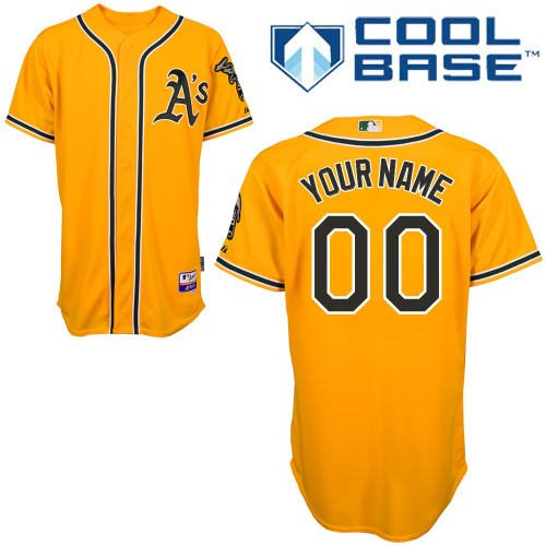 Men's Oakland Athletics Customized Yellow Jersey Men's Oakland Athletics Customized Yellow Jersey